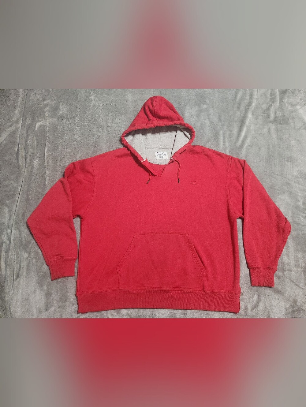 Distressed Red Champion Pullover Hoodie Sweatshirt 2XL
